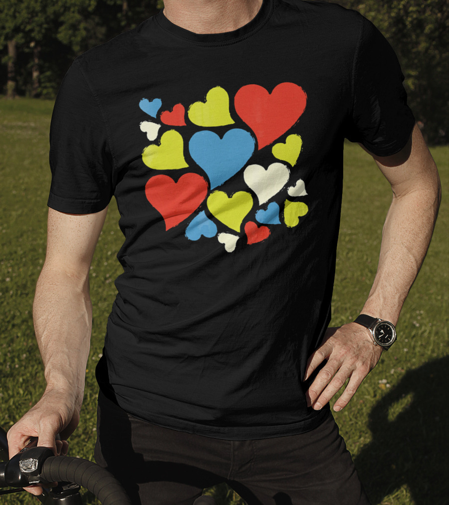 Retro Multicolor Hearts For Valentine's Day T-Shirt