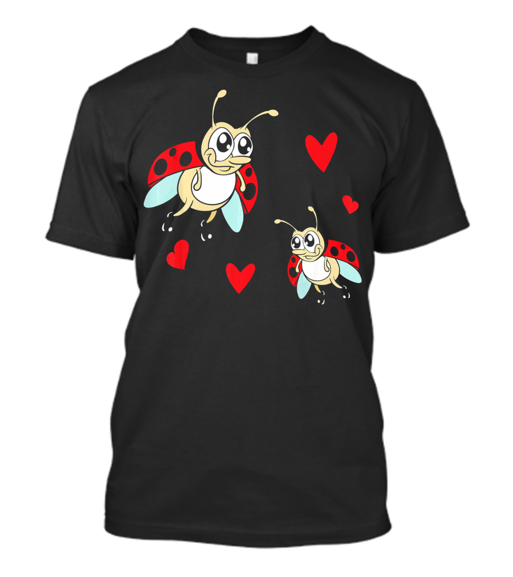 Romantic Valentine's Day Ladybug Couple With Hearts T-Shirt
