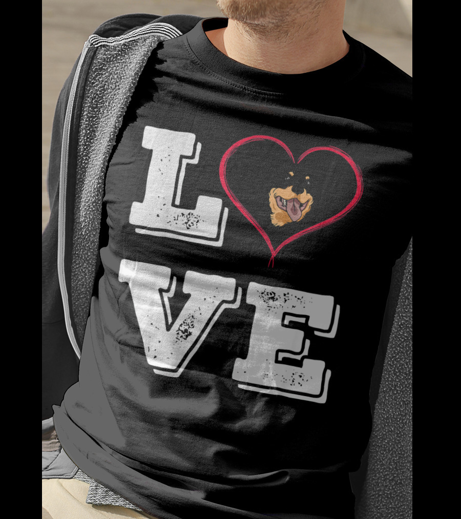 LOVE Rottweiler Lover Dog Heart Face T-Shirt