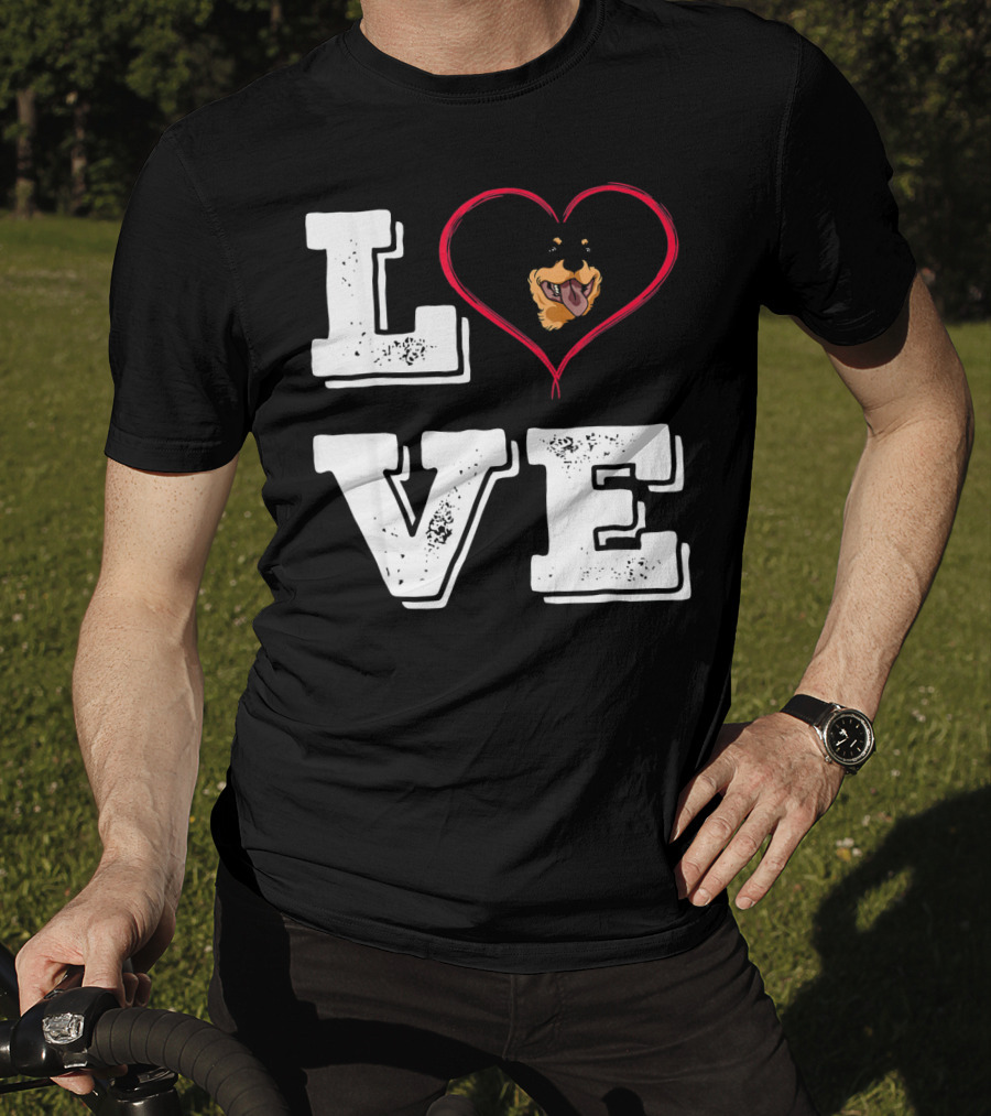 LOVE Rottweiler Lover Dog Heart Face T-Shirt