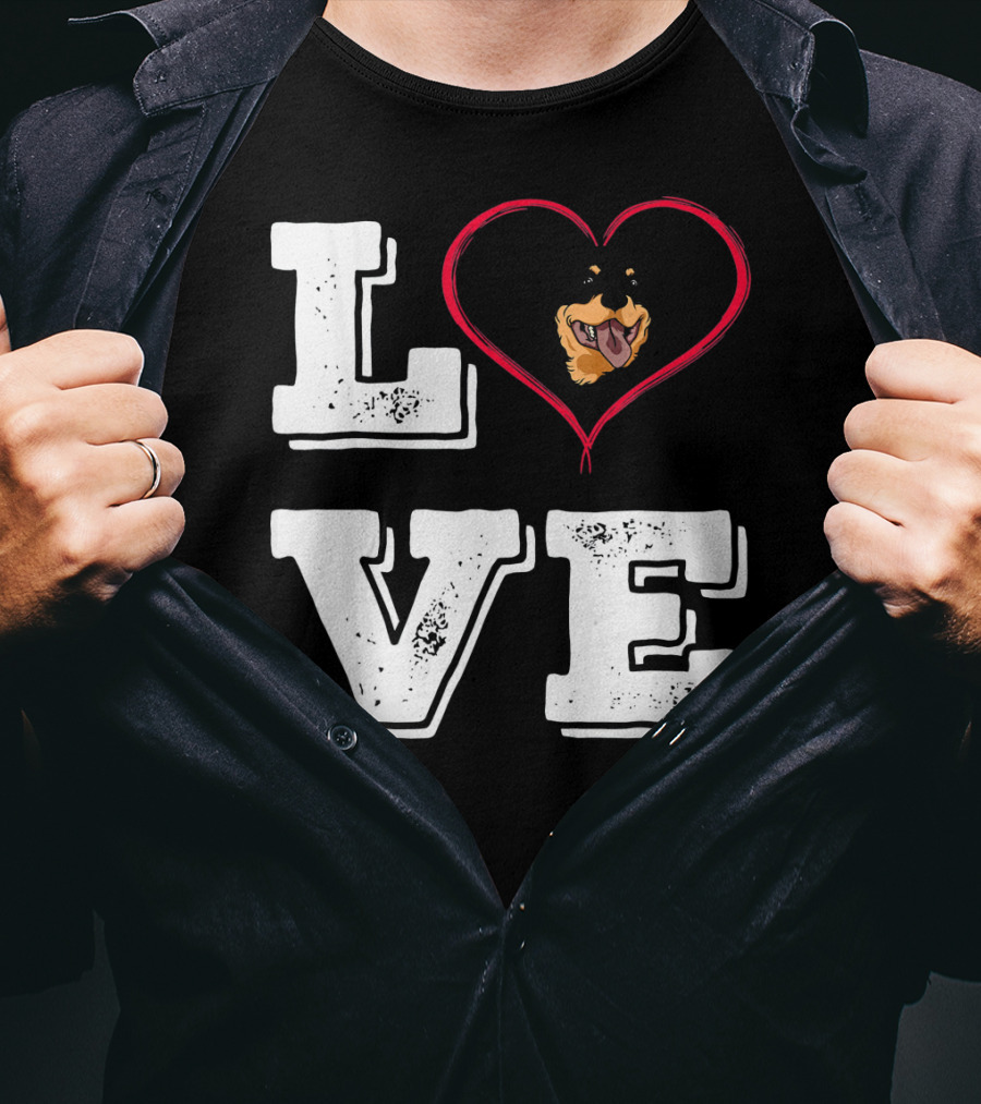 LOVE Rottweiler Lover Dog Heart Face T-Shirt