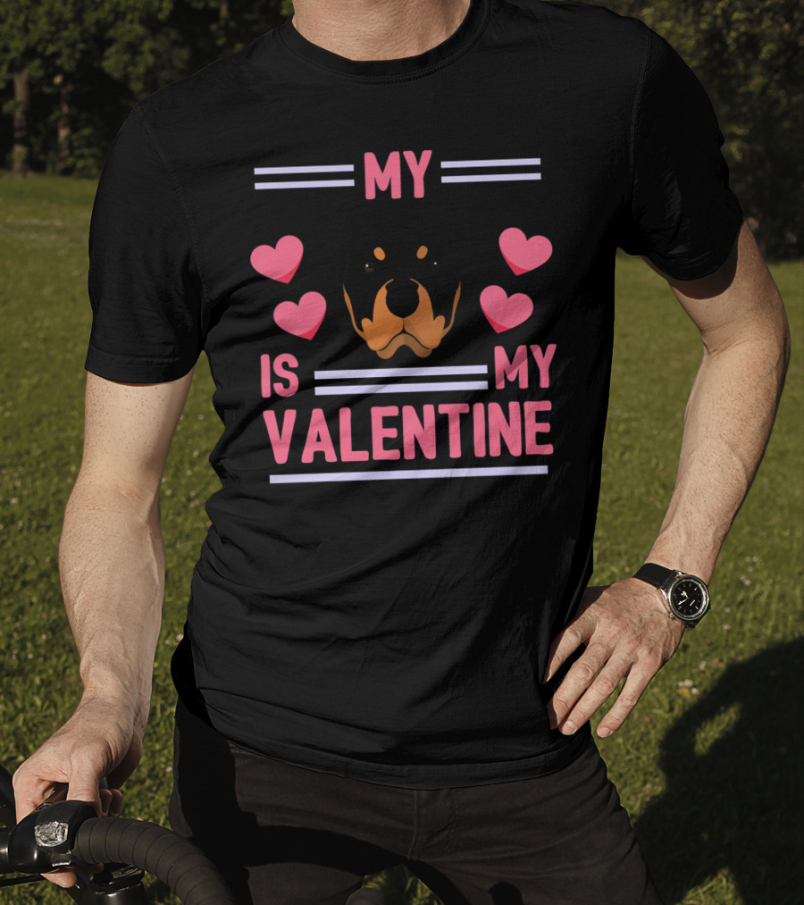 Rottweiler My Dog Is My Valentine Hearts T-Shirt