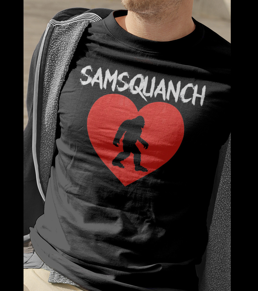 Samsquanch Heart Silhouette Valentines Day T-Shirt
