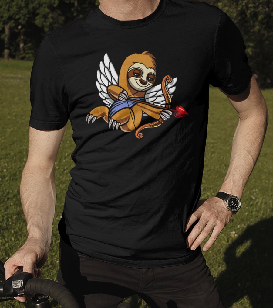 Sloth Cupid With Heart Arrow Valentines Day Love T-Shirt
