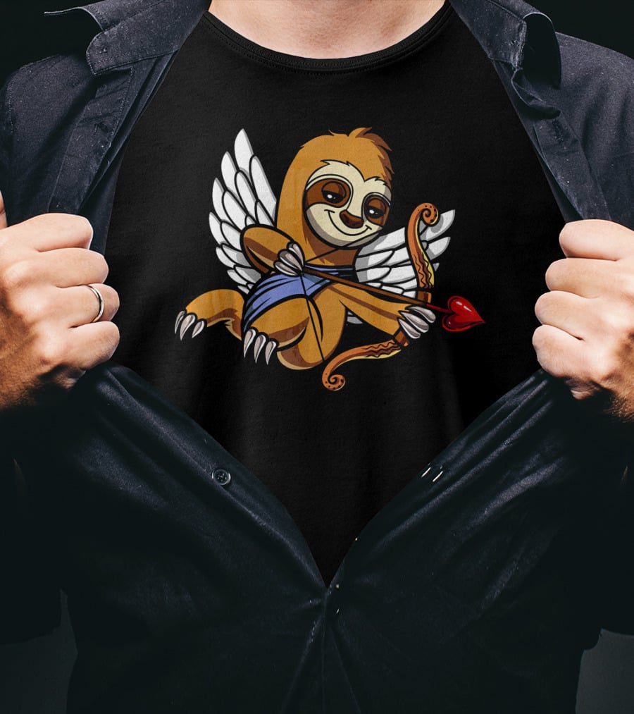 Sloth Cupid With Heart Arrow Valentines Day Love T-Shirt