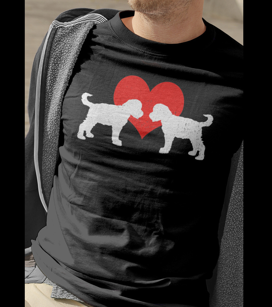 Schnoodle Heart Valentines Red Love Pair T-Shirt