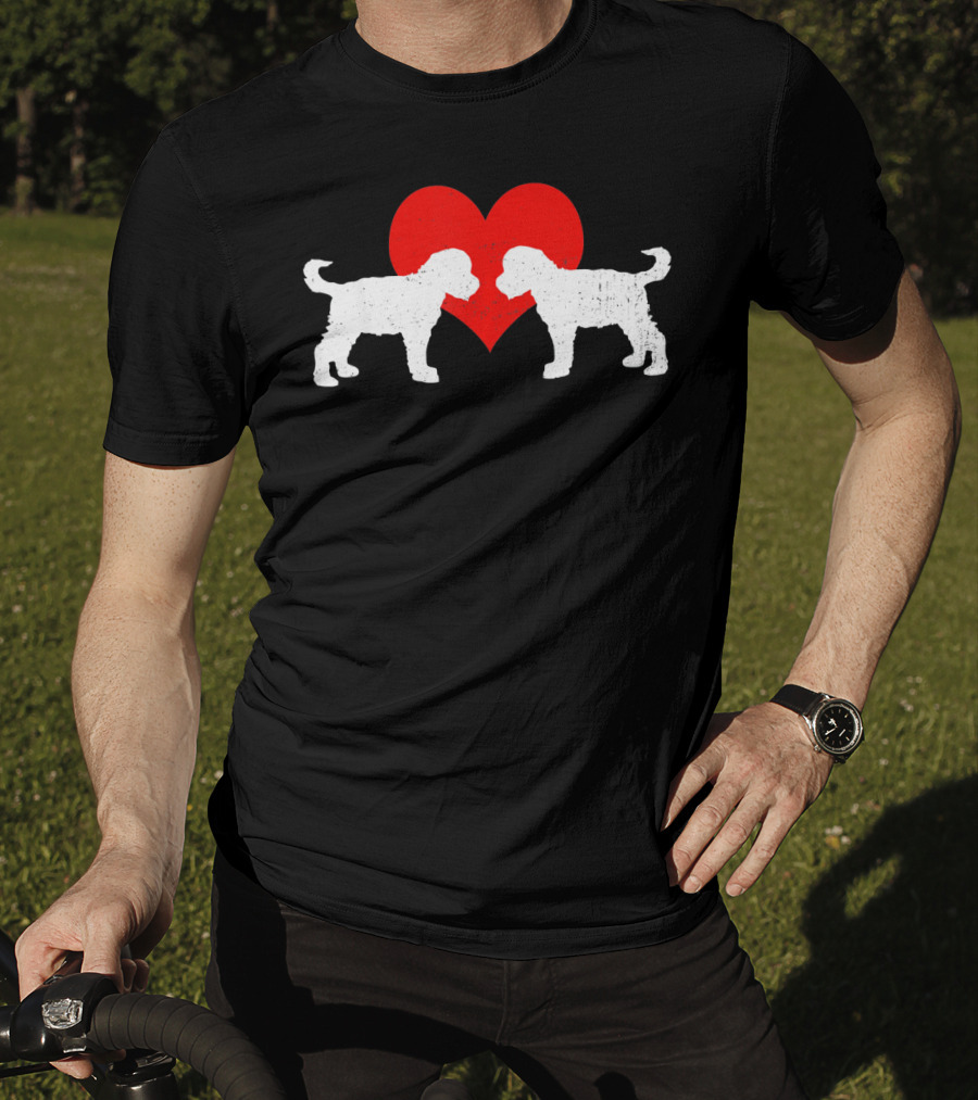 Schnoodle Heart Valentines Red Love Pair T-Shirt