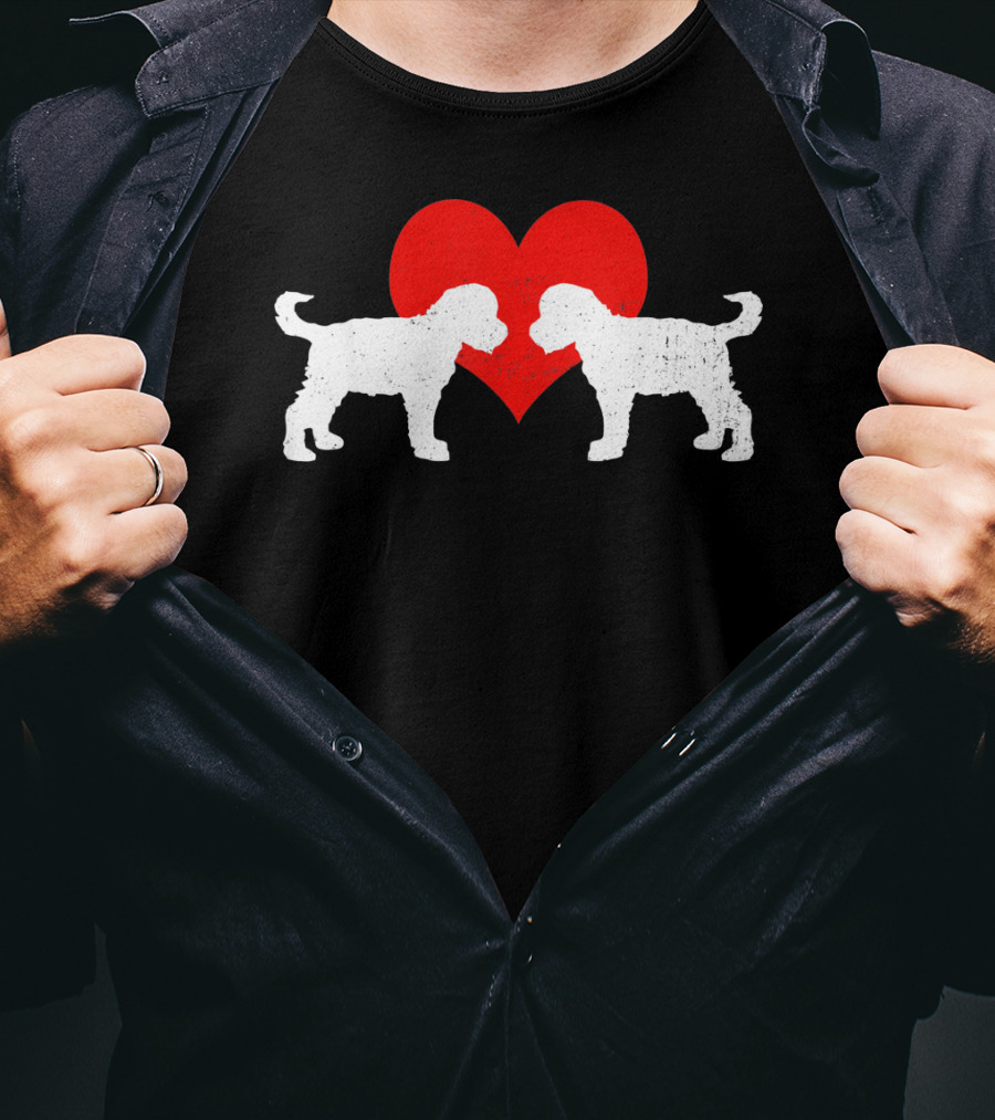 Schnoodle Heart Valentines Red Love Pair T-Shirt