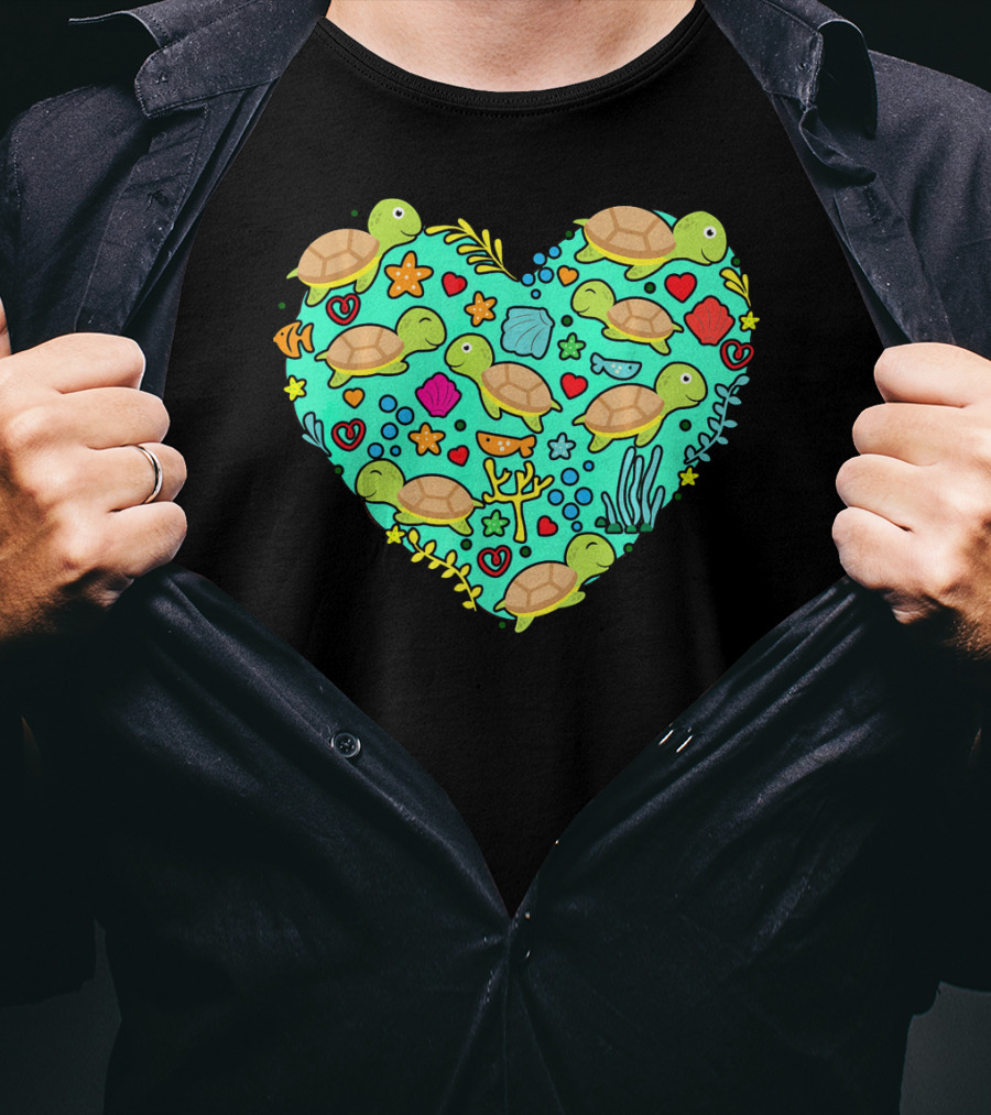 Sea Turtle Heart Valentine's Day T-Shirt