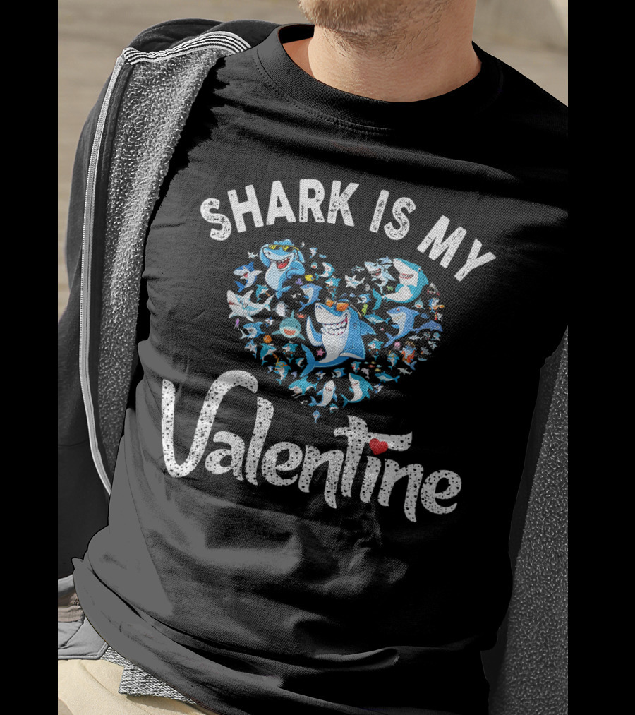Shark Is My Valentine Shark Lovers Family T-Shirt