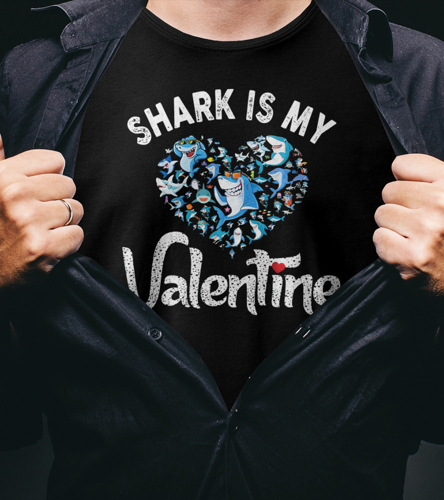 Shark Is My Valentine Shark Lovers Family T-Shirt