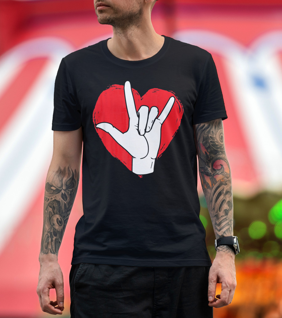 Sign Language I Love You ASL Heart Valentine's Gesture T-Shirt