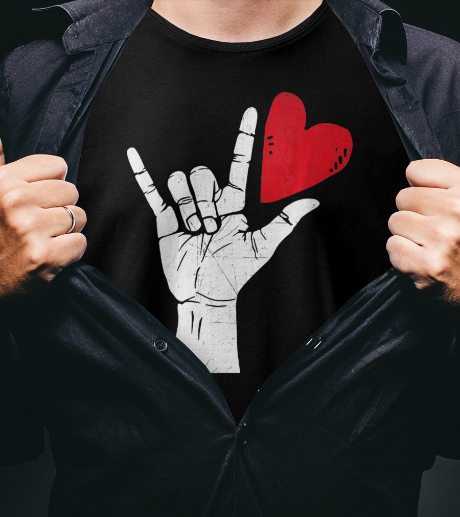 Sign Language I Love You Valentine Heart T-Shirt