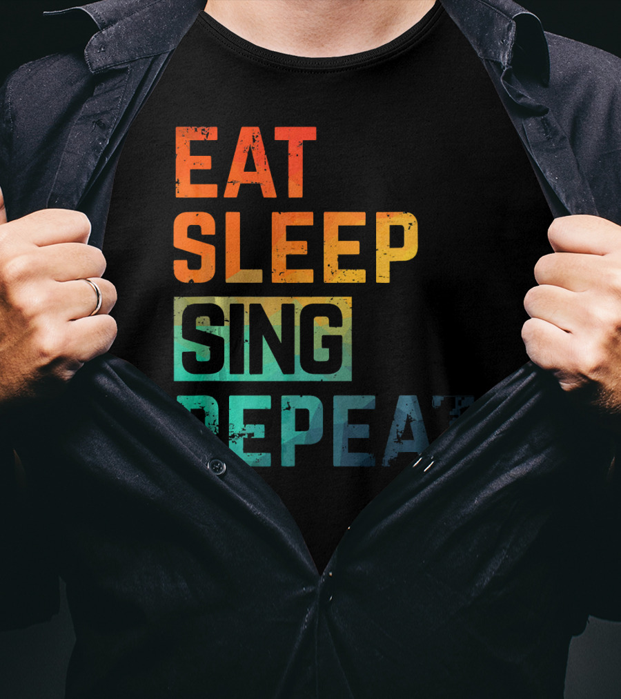 Eat Sleep Sing Repeat Watercolor Block Letters T-Shirt