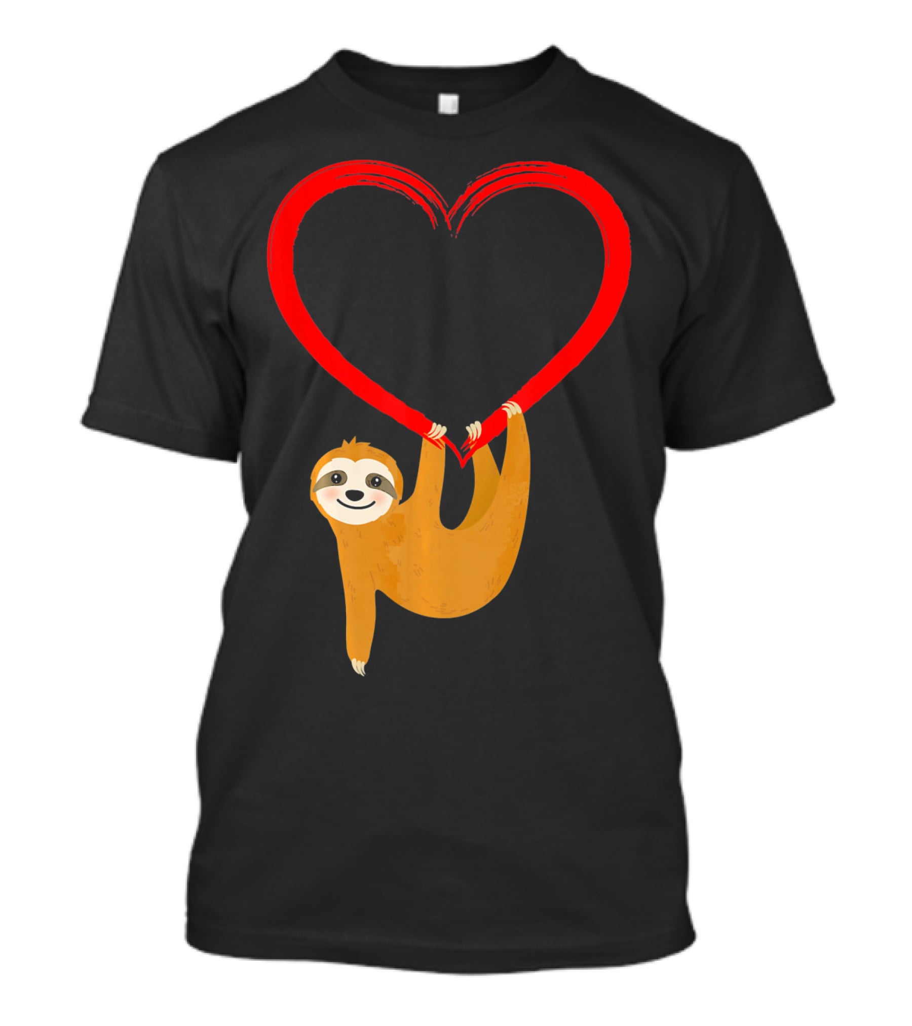 Valentines Day Sloth Hanging On Heart T-Shirt