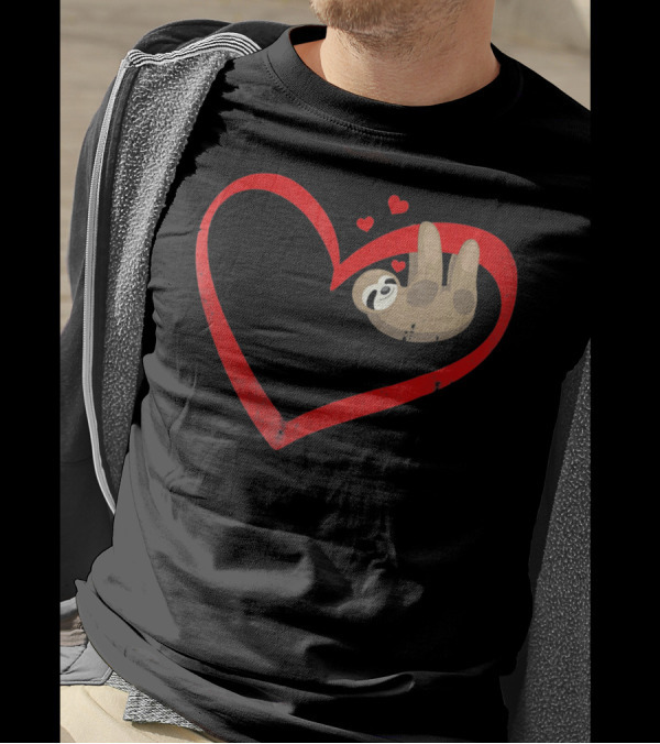 Sloth Heart Lazy Napping Cute Vale T-Shirt