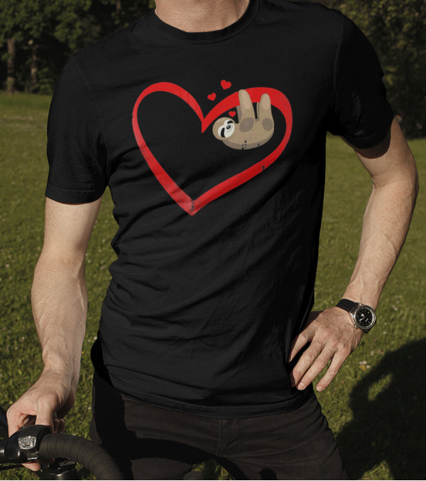 Sloth Heart Lazy Napping Cute Vale T-Shirt