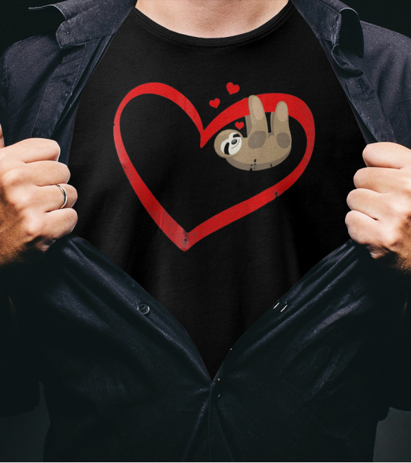 Sloth Heart Lazy Napping Cute Vale T-Shirt