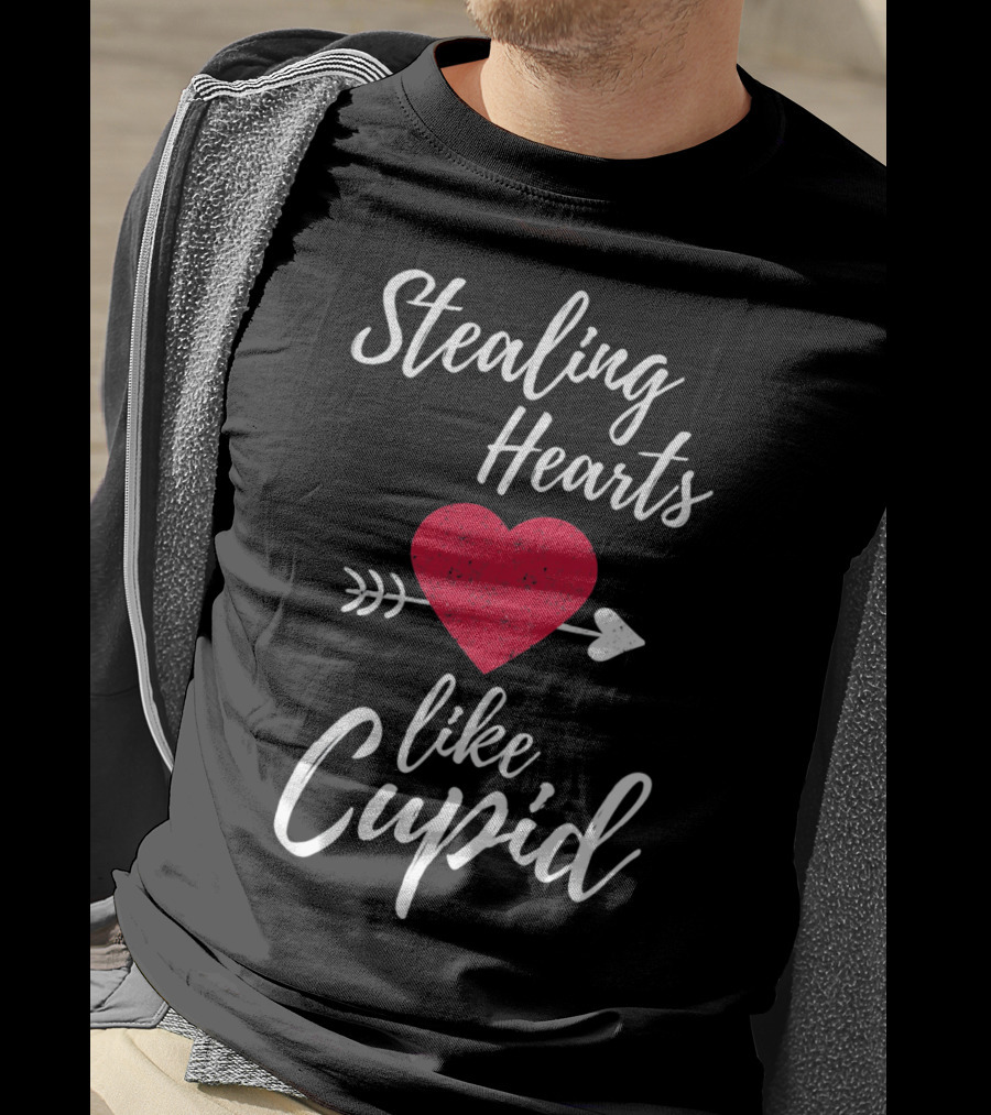 Stealing Hearts Like Cupid Valentines Red Heart Arrow T-Shirt