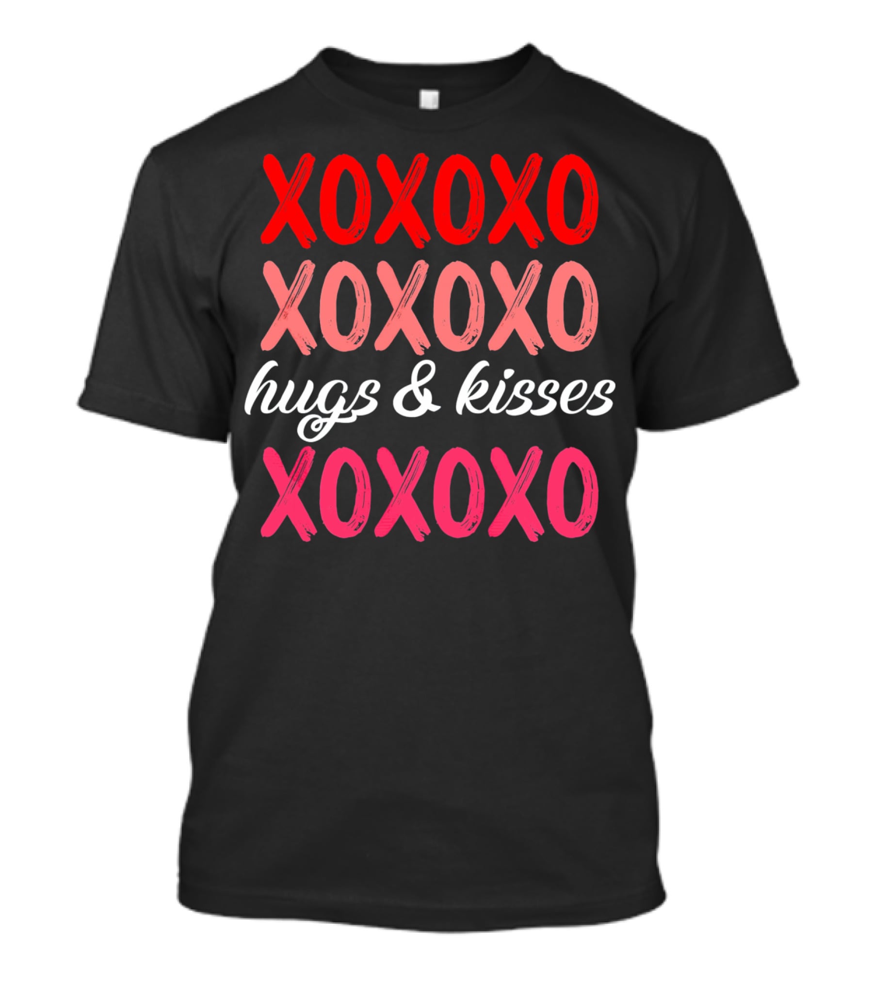 XOXOXO Hugs Kisses Valentines Red Pink White T-Shirt