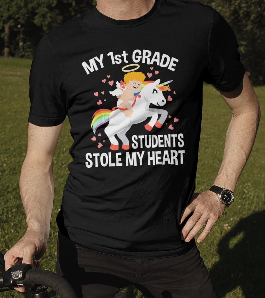 My 1st Grade Students Stole My Heart Valentine's Day Unicorn T-Shirt