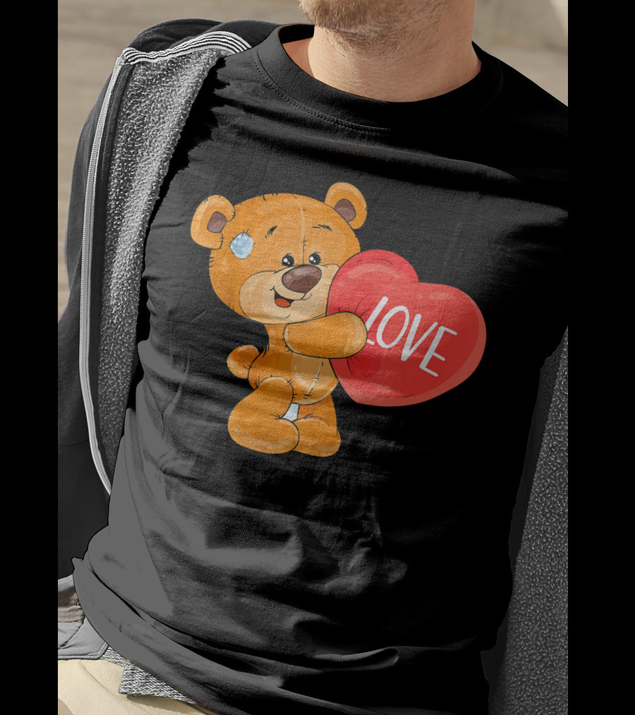 Teddy Bear With Heart Love Funny Valentine T-Shirt