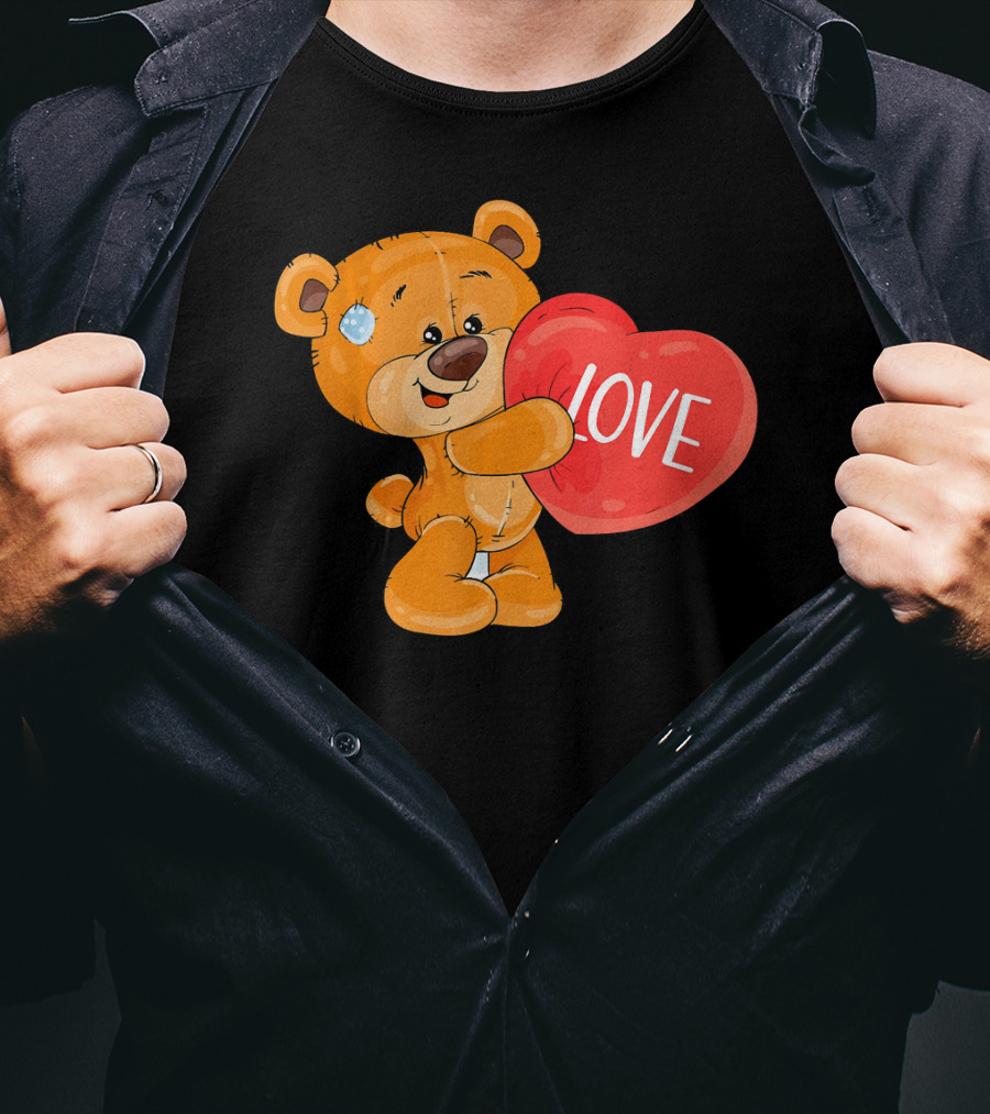 Teddy Bear With Heart Love Funny Valentine T-Shirt