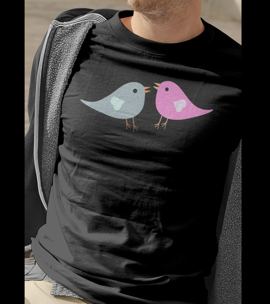 Love Birds Romantic Valentine Two Birds With Hearts T-Shirt