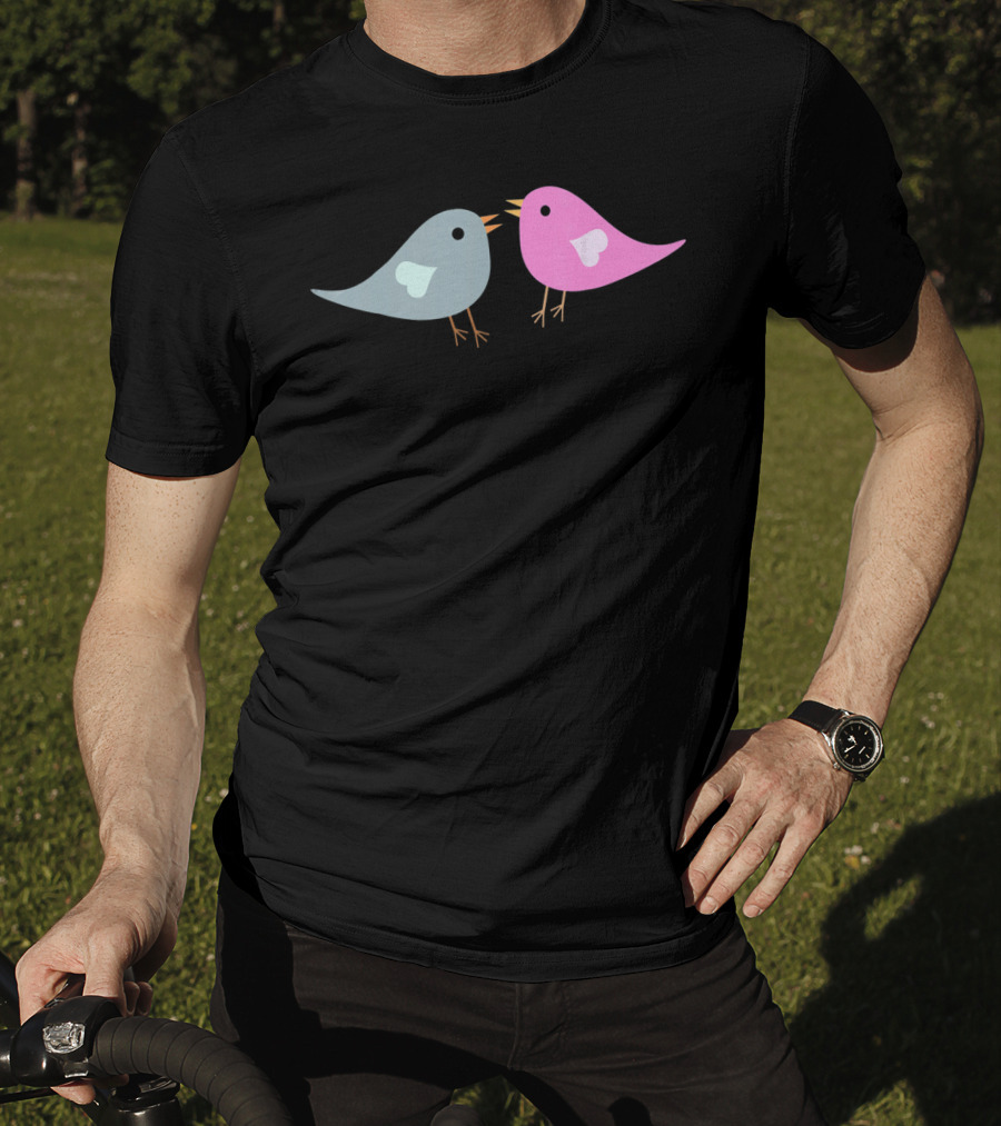 Love Birds Romantic Valentine Two Birds With Hearts T-Shirt