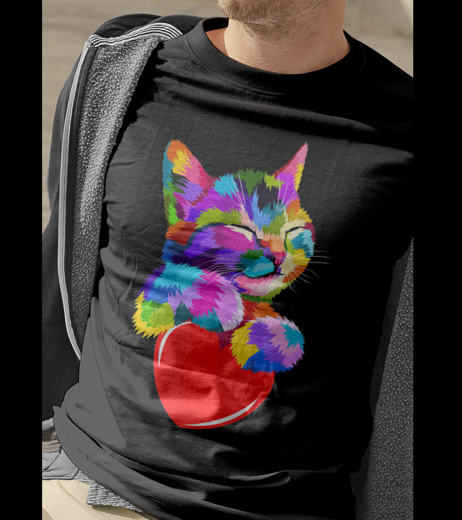This Valentines My Cat Holds My Heart Colorful Kitten With Red Heart T-Shirt