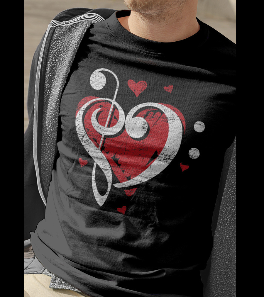 Treble Clef Heart Love Music T-Shirt