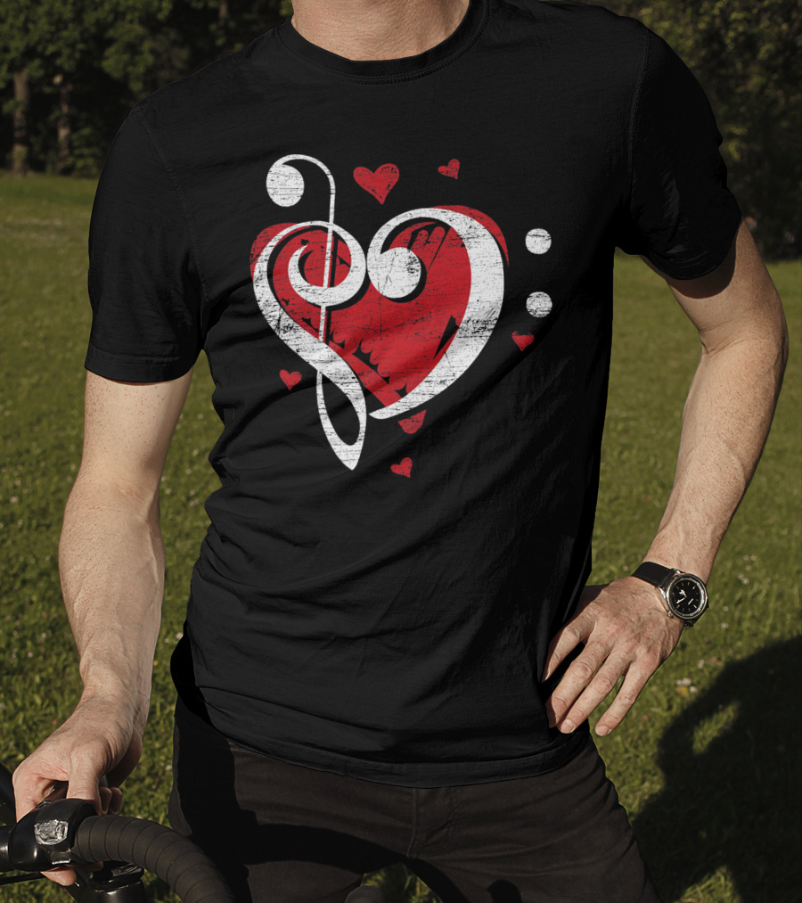 Treble Clef Heart Love Music T-Shirt