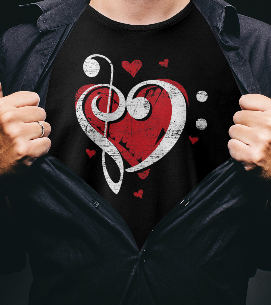 Treble Clef Heart Love Music T-Shirt