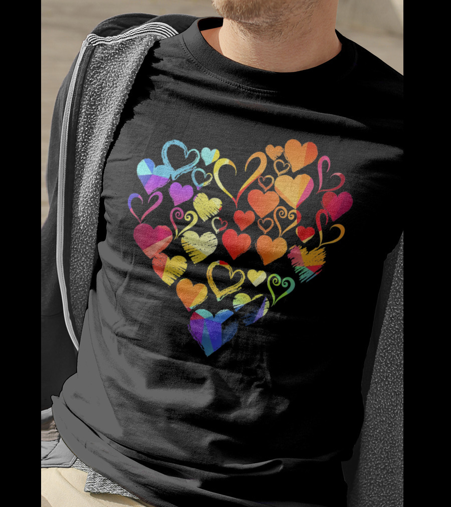 Tye Dye Heart Candy Couples Romantic Valentine Colorful Hearts T-Shirt