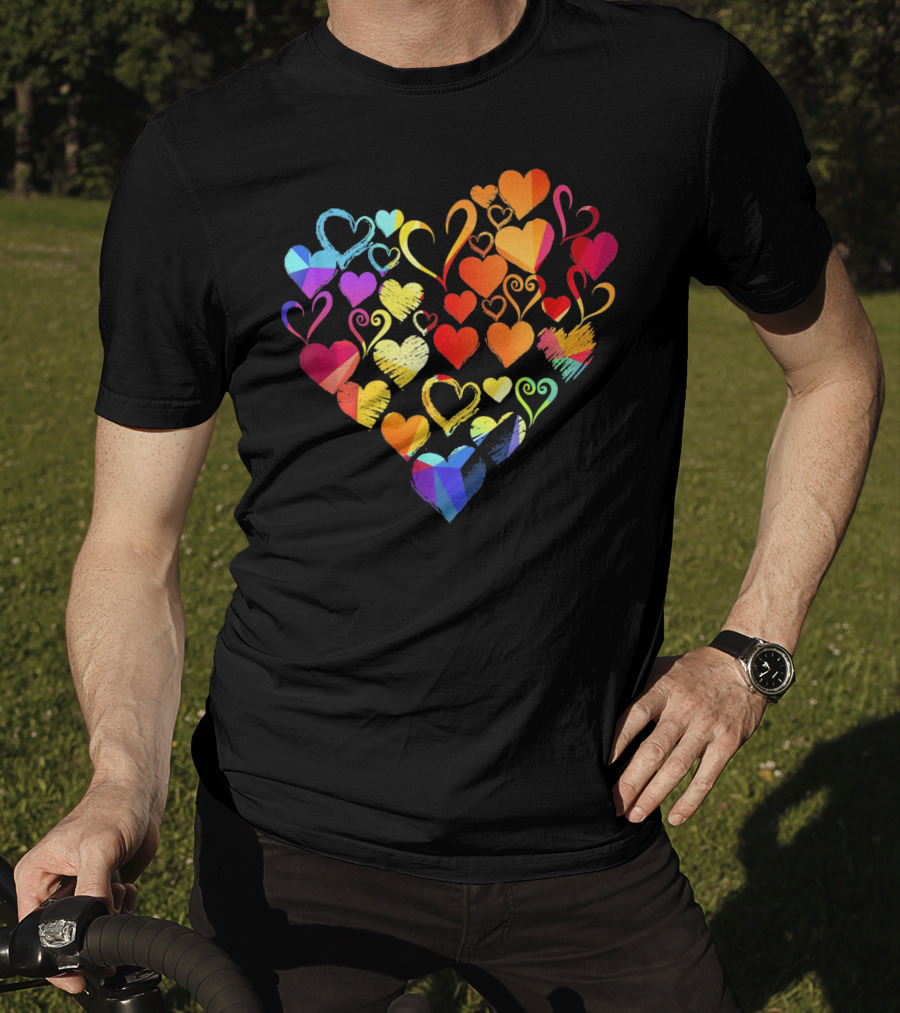 Tye Dye Heart Candy Couples Romantic Valentine Colorful Hearts T-Shirt
