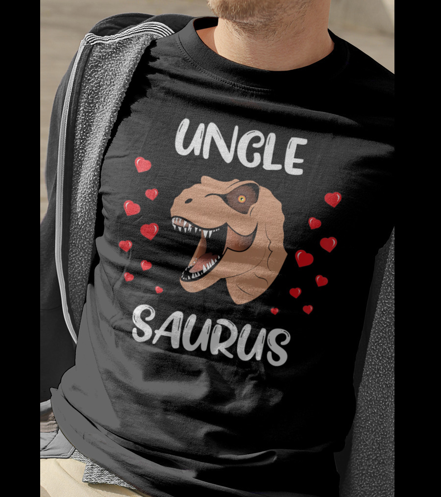 Uncle Saurus Valentine's Dinosaur With Hearts T-Shirt