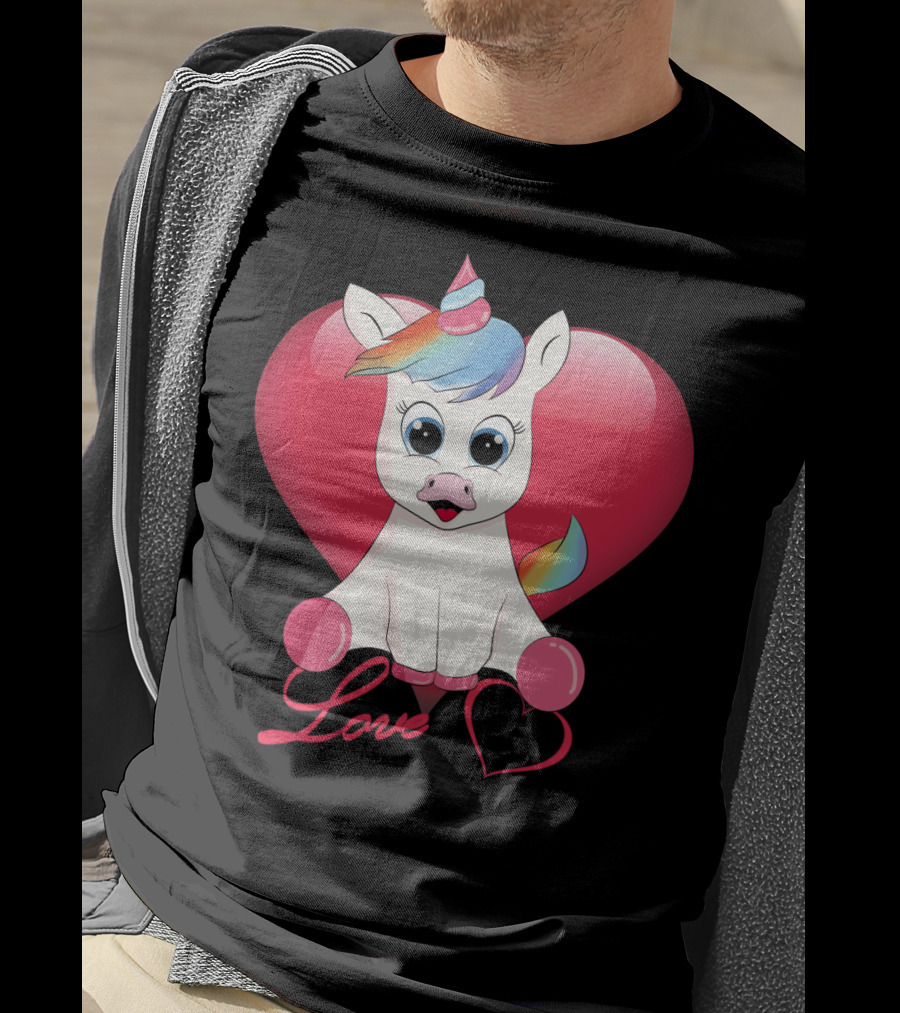 Love Unicorn Heart Valentines Day T-Shirt