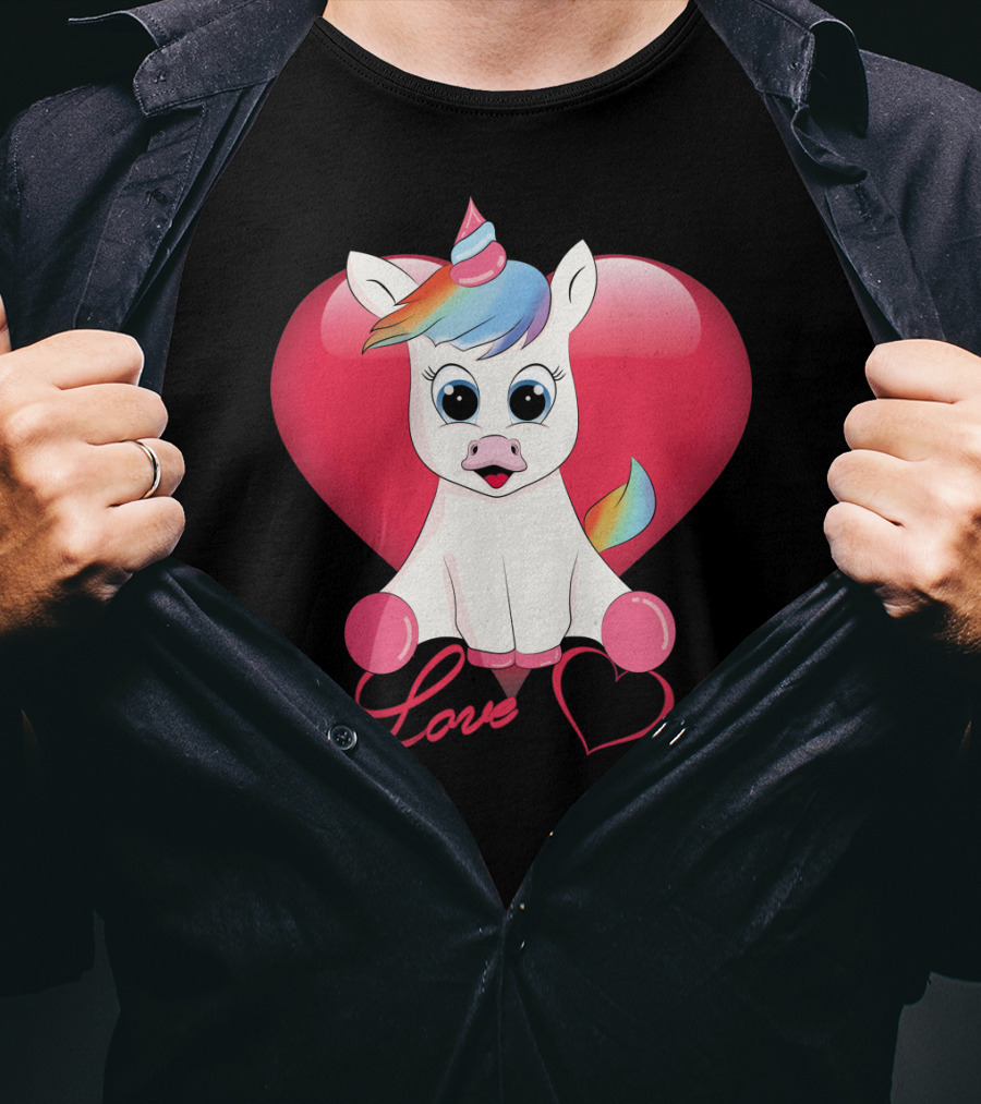 Love Unicorn Heart Valentines Day T-Shirt