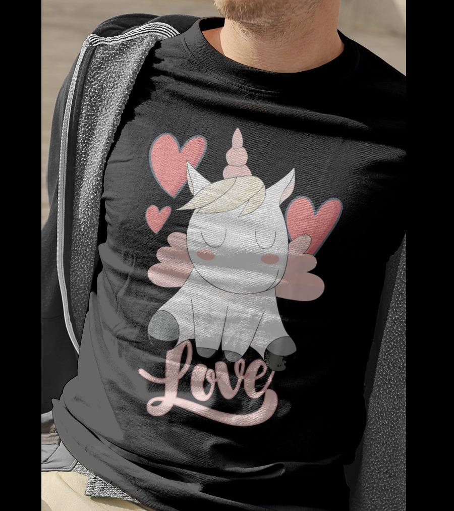 Love Unicorn With Hearts Valentine's Day T-Shirt