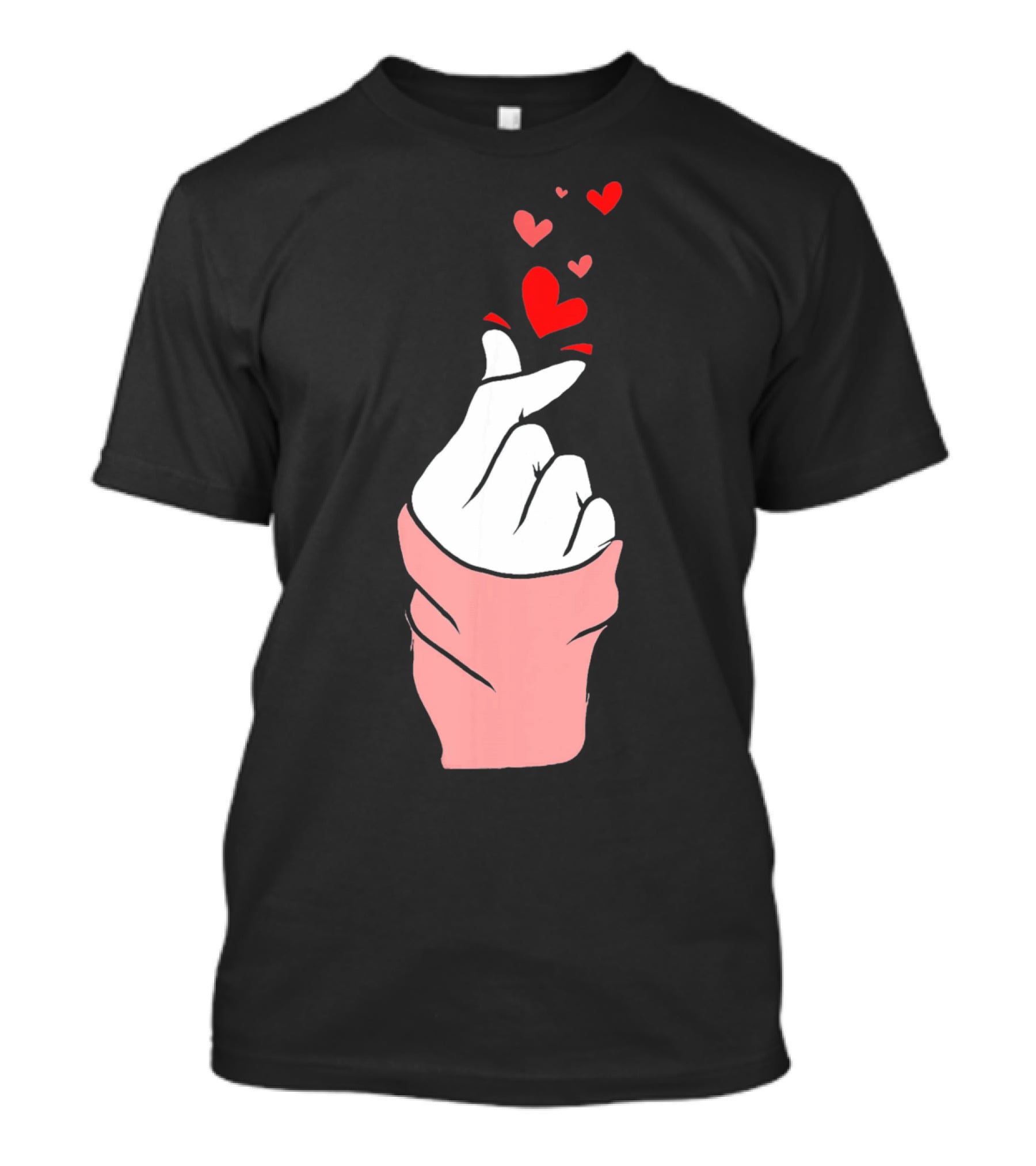 Korean Finger Heart Gesture With Floating Hearts For Valentine's Day T-Shirt