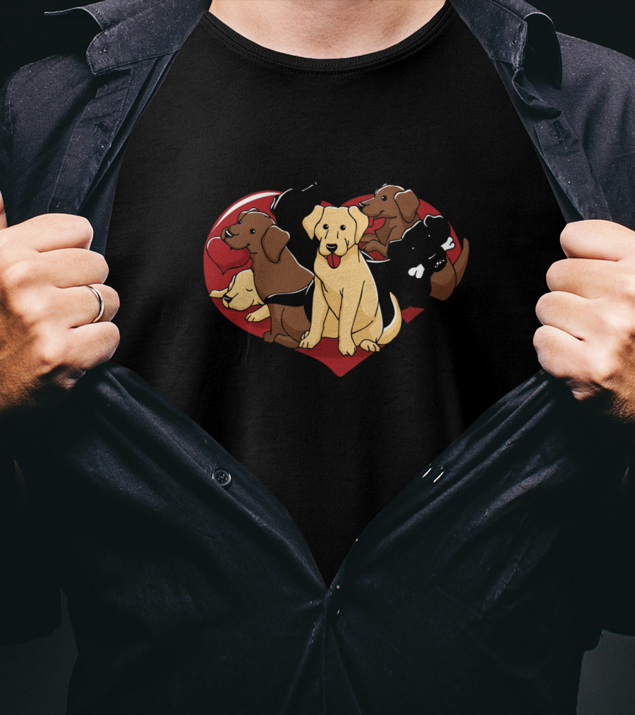 Labrador Retriever Heart Shape Dog Lovers Valentines Day T-Shirt