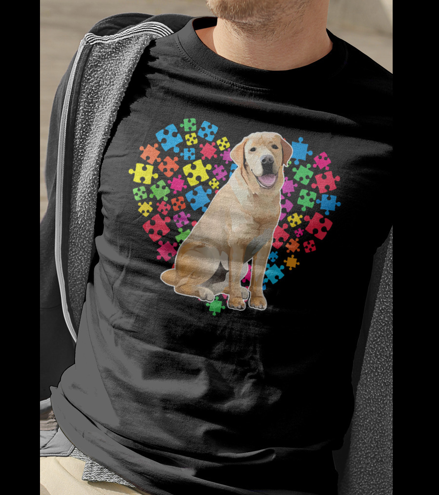 Labrador Dog Heart Puzzle Valentine T-Shirt