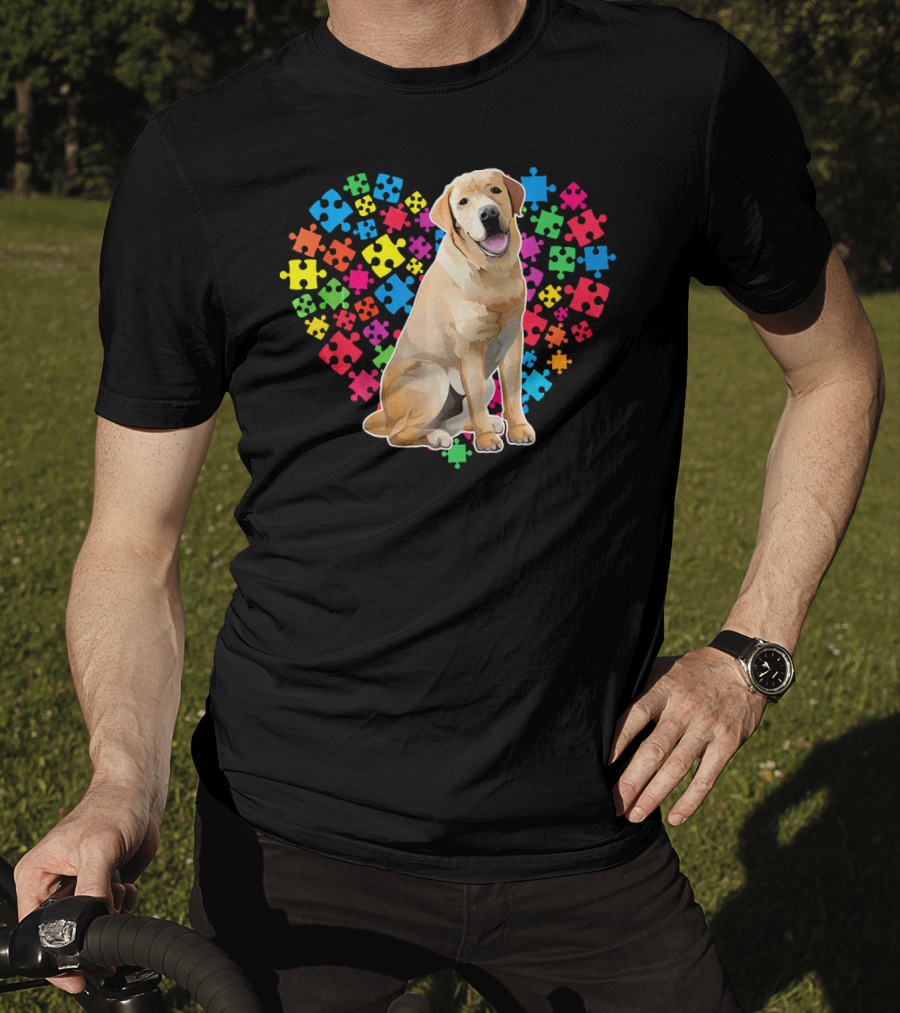 Labrador Dog Heart Puzzle Valentine T-Shirt