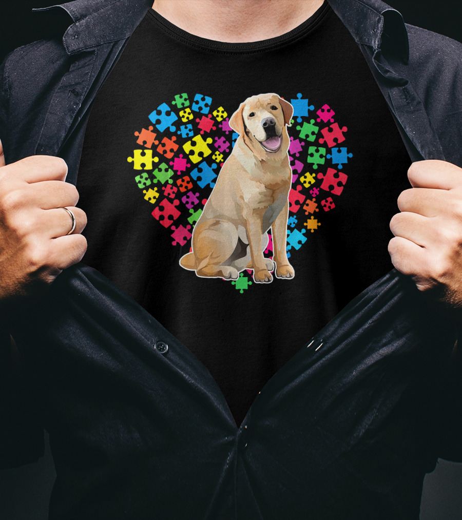 Labrador Dog Heart Puzzle Valentine T-Shirt