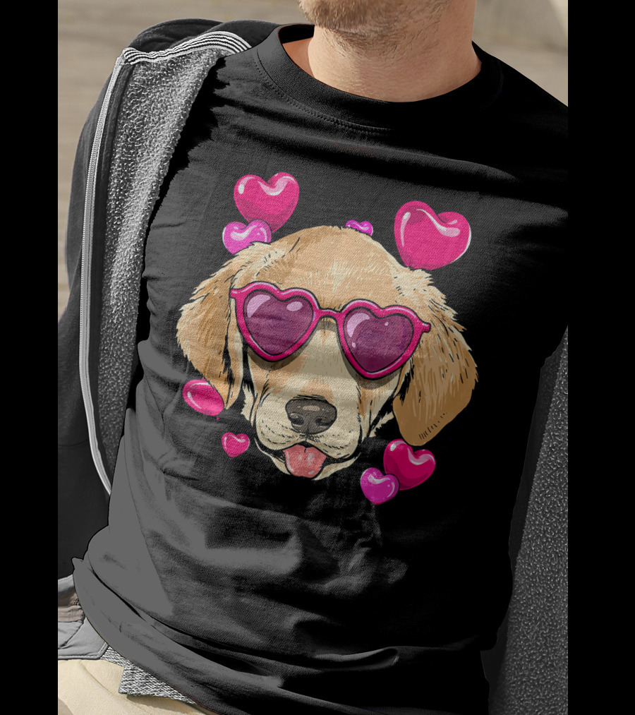 Labrador Retriever Heart Sunglasses Valentines Day Hearts T-Shirt