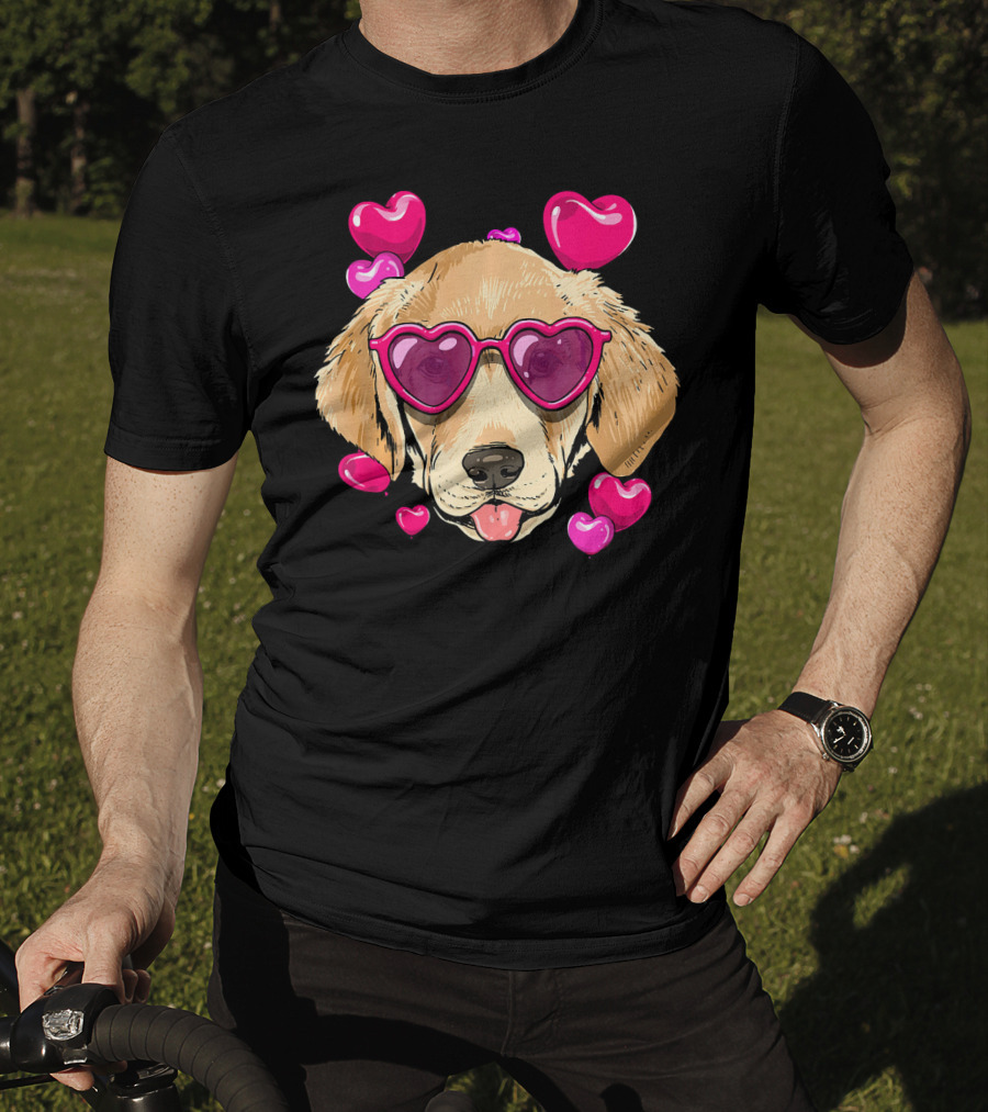 Labrador Retriever Heart Sunglasses Valentines Day Hearts T-Shirt