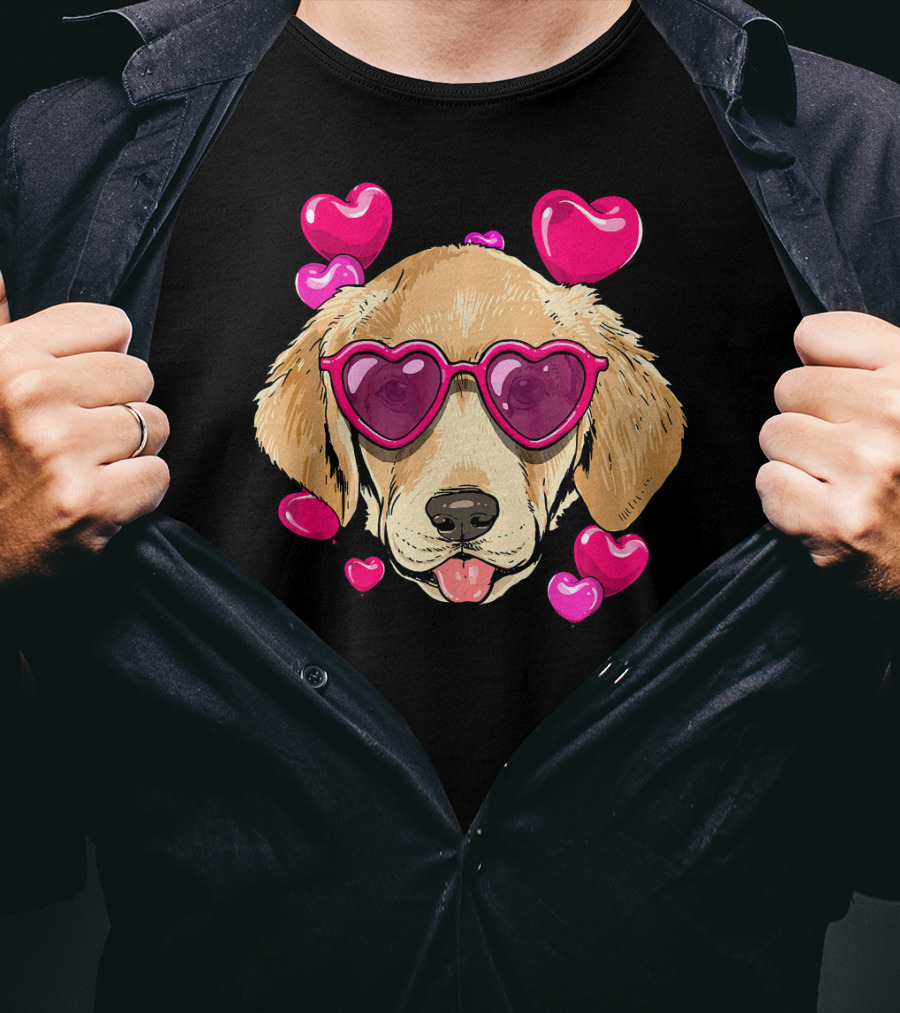 Labrador Retriever Heart Sunglasses Valentines Day Hearts T-Shirt