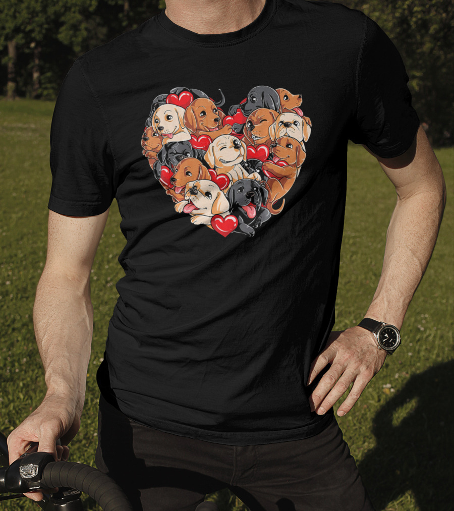 Labrador Puppies Heart Valentine’s Day T-Shirt
