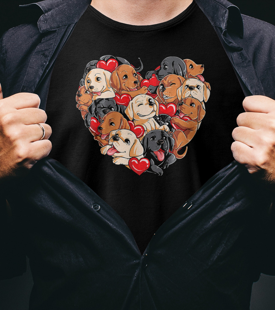 Labrador Puppies Heart Valentine’s Day T-Shirt