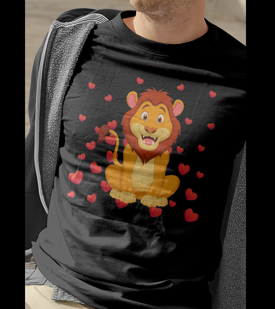 Lion Heart Surrounded By Valentine Hearts T-Shirt